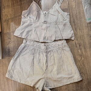 American Eagle Outfitters Striped Two-Piece Set in Black and White